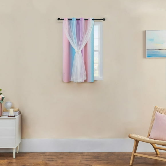 Cortinas XiDi moradas de doble capa para dormitorio infantil
