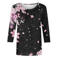 thumbnail image 5 of Tauxra Casual Top for Women with 3/4 Sleeves and Floral Print, Loose Fit Round Neck Shirt for Spring and Summer Daily Wear, 5 of 5