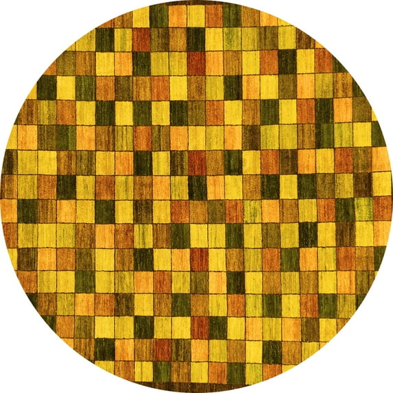 Ahgly Company Indoor Round Oriental Yellow Modern Area Rugs, 8' Round