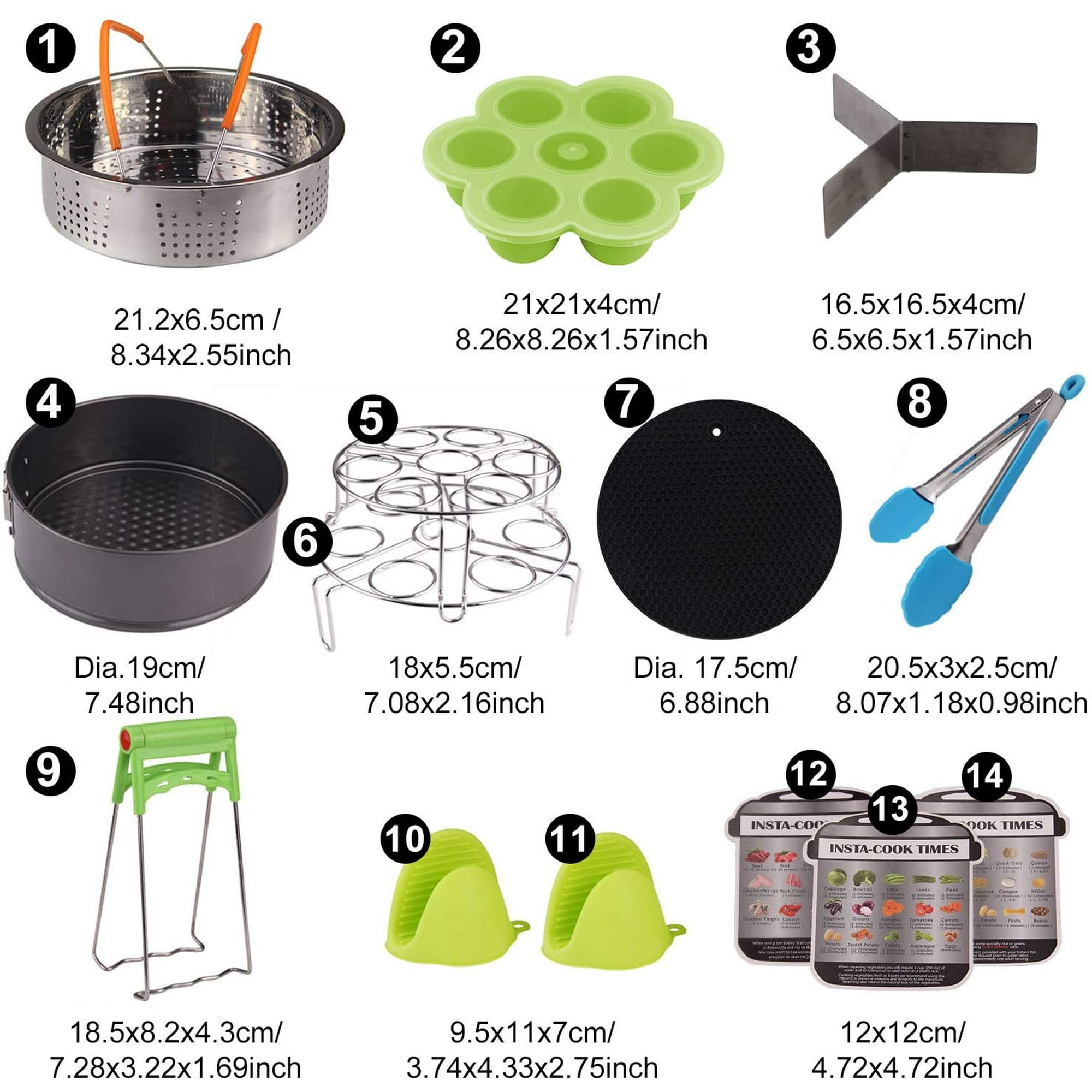 Lishi 14pcs Instant Pot Accessories Compatible With Instant Pot Set For 5 6 8 Qt Instantpot Accessories Pressure Cooker Steamer Baskets Egg Bites M