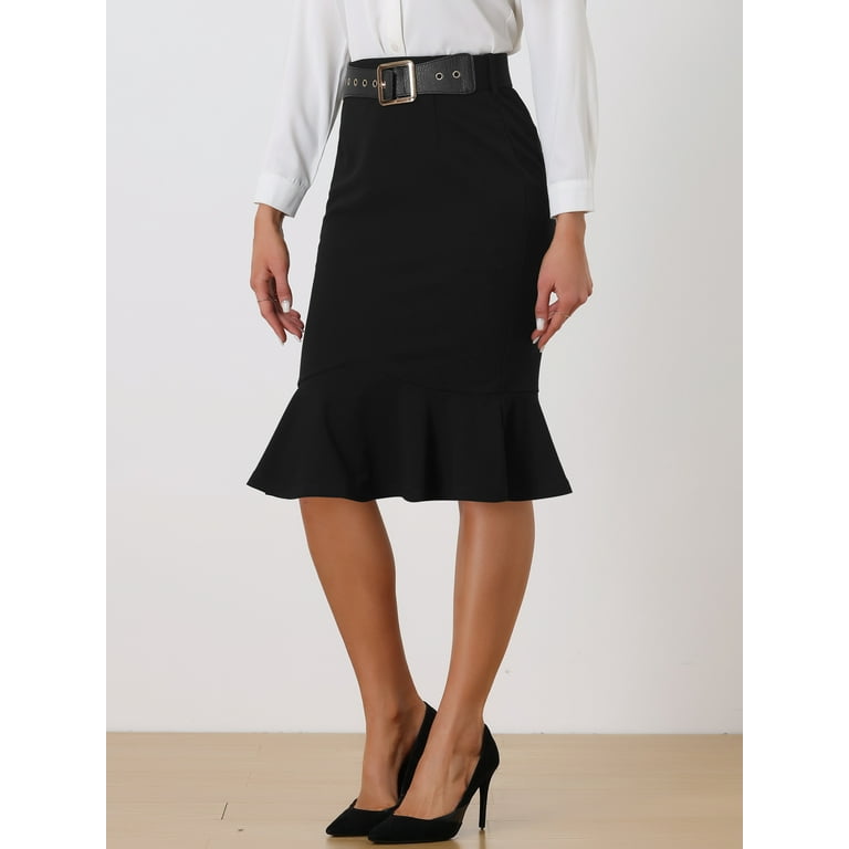  Pencil Skirt with Belt S Black