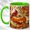 Green, variant on Red Bird Pumpkin Coffee Mug, Autumn Harvest Mug, Ceramic 11 oz