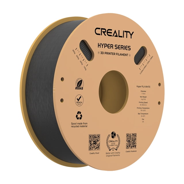 Suministros de impresión 3D Creality Hyper PLA Filamento 1,75 mm Alta fluidez Material de impresión 3D de alta velocidad Bobina de extrusión estable Dimensional 1 kg (2,2 lb) Precisión +/-0,03 mm Está