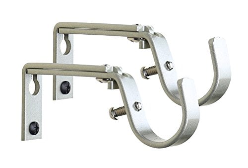 MERIVILLE Set of 2 Curtain Drapery Rod Bracket for 1 1/4-Inch Rod, Adjustable (Pewter)
