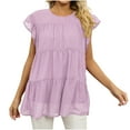 thumbnail image 1 of Timegard Womens Tops Chiffon Cap Sleeve Loose Blouse Lightweight Round Neck Summer Beach Vacation Tops, 1 of 5