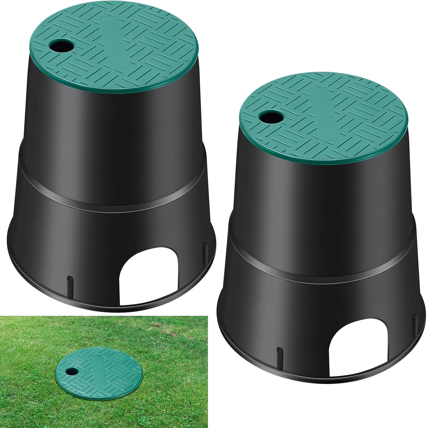 ABPETE 3 Pcs 910 Electrical Splice Box, 6 Inch Diameter Underground Electrical Junction Box Inground Electrical Box for Outdoor Electrical Wiring Splices, Black