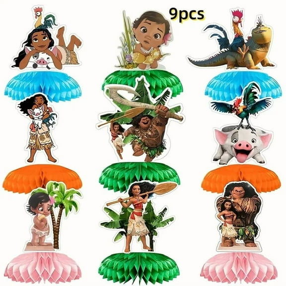 9Pcs Moanana Table Centerpiece Birthday Party Supplies Double Side Table Decorations for Moanana Party Decorations