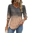 thumbnail image 3 of Fantaslook Blouses for Women Dressy Casual 3/4 Length Sleeve Womens Tops with Smocked Cuffs Fashion Shirts, 3 of 8
