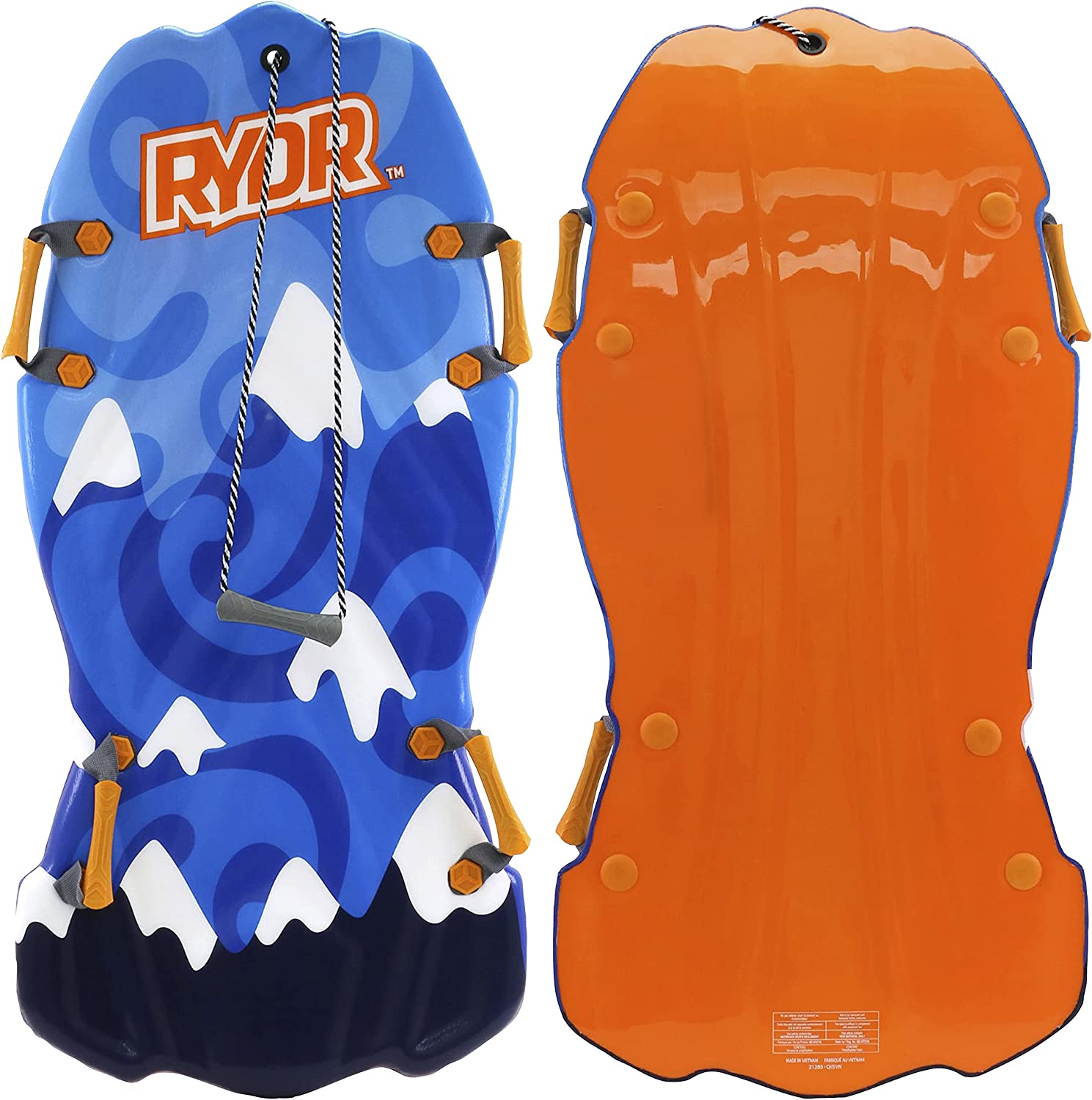 RYDR 45 Inch Molded Snow Sled (Lime) Two Riders Kids Winter Foam Sled