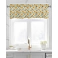 thumbnail image 2 of Orange Flower Linen Curtain Valance for Bedroom/Bathroom/Kitchen/Office/Living/Dining Room Windows,Vintage Botanical Blossom Leaves Rod Pocket Topper Drapes Decorative Cafe Drapery Panel 54x18, 2 of 6