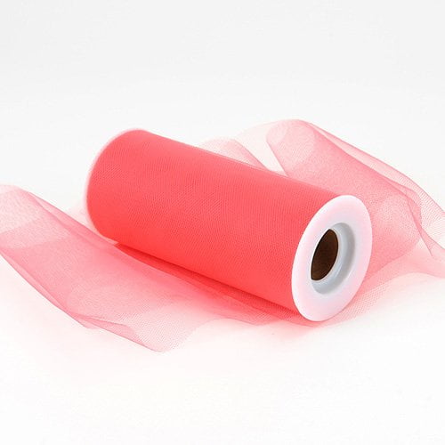 BBCrafts Coral Polyester Tulle Roll 6 inch 25 Yards