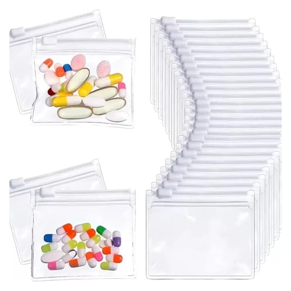 Self-Sealing Zipper Medicine Bags  100 Pcs Reusable Pill Pouch Organizer, 9 Colors, Translucent EVA Travel Storage for Vitamins, Jewelry, Small Essentials