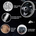 thumbnail image 6 of 27PCS Bling Car Accessories Set for Women, 15 Inch Reinestone Crystal Steering Wheel Covers License Plate Frame USB Charger Phone Holder Coasters, Vehicle Decorations, Universal Fit（Black）, 6 of 7
