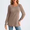 thumbnail image 6 of Yaruuzi Long Sleeve Shirts for Women Mock Neck Tops Pleated Front Blouses Puff Sleeve Boho Tops Dressy Casual Spring Fall Clothes 2026 Fashion Loose Tunic Tops Business Work Blouse Brown 2XL, 6 of 8