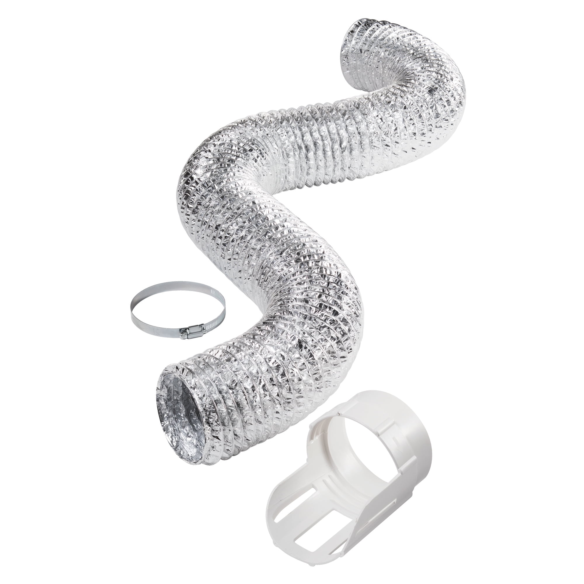 Deflecto® Dryer Hook Up Kit, 8' SupurrFlex® Duct, Silver HUP1K8FC/2W