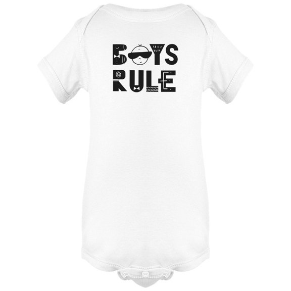 Boys Rule Funny Art Bodysuit Infant -Image by Shutterstock, Newborn