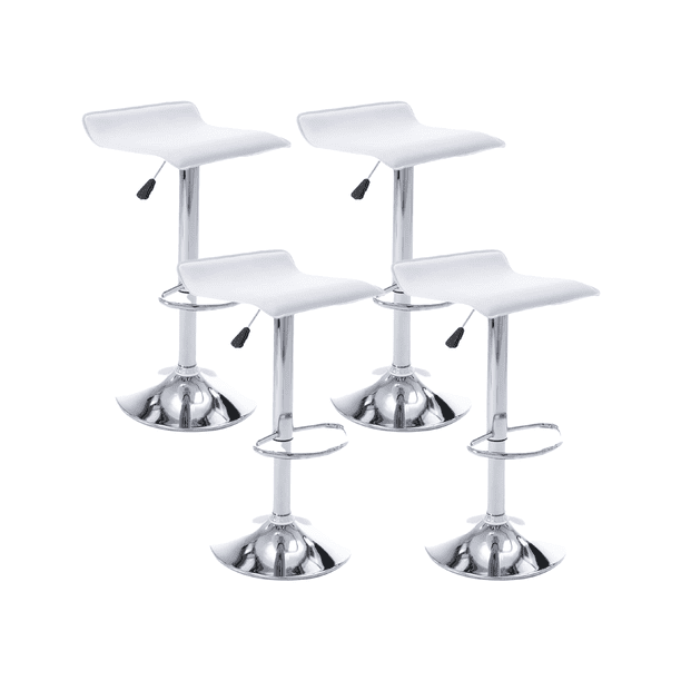 Set 4 taburetes Ajustables LUMAX Banco Giratorio para Barra Cocina blanco