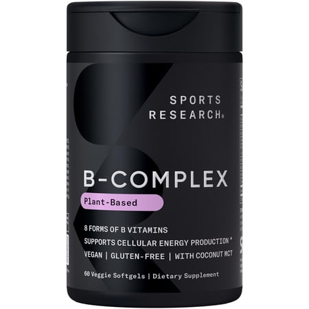 Sports Research® Vitamin B-Complex Full Spectrum - Biotin B12 for Energy & Metabolism (60 Softgels)