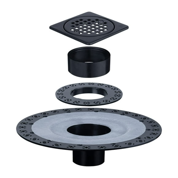 UNI-DRAIN Kit de Vidange de Douche avec Bride Verticale en ABS de 2 Pouces, Kit de Vidange de Douche en Acier Inoxydable de 4 Pouces, Compatible avec les Systèmes Schluter kerdi Sh