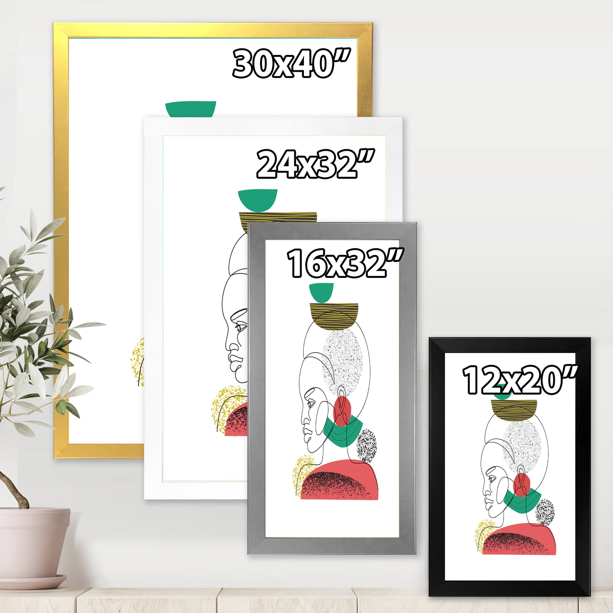 Designart 'One Line Portrait of Afro American Women VI' Modern Framed Art Print