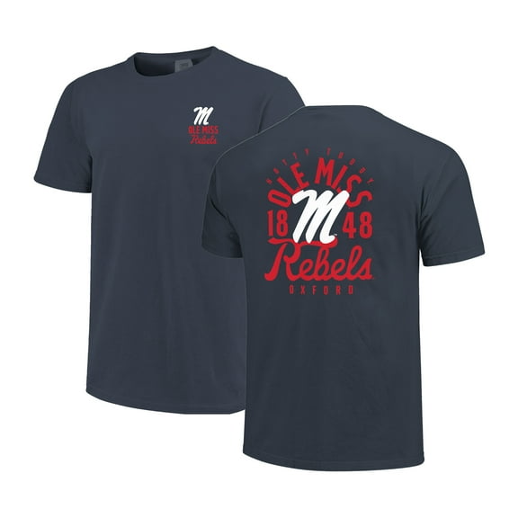 Men's Navy Ole Miss Rebels Comfort Colors Mascot Overlay T-Shirt