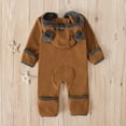 thumbnail image 5 of Odeerbi 2025 Infant Baby Girls Boys Solid Cartoon Ears Hoodie Romper Clothes Fleece Jumpsuit, 5 of 9