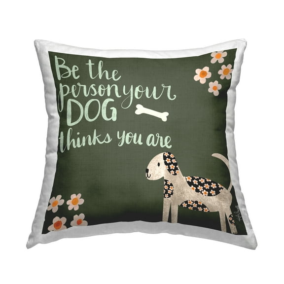 Stupell Industries Casual Daisy Pattern Dog Humor Phrase Design by Katie Doucette Throw Pillow