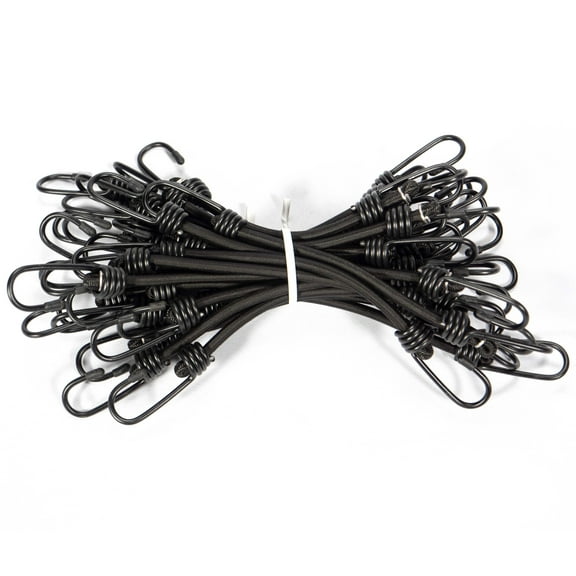 3/8" x 18" Black Bungee Cords (bundle of 25) - 9mm