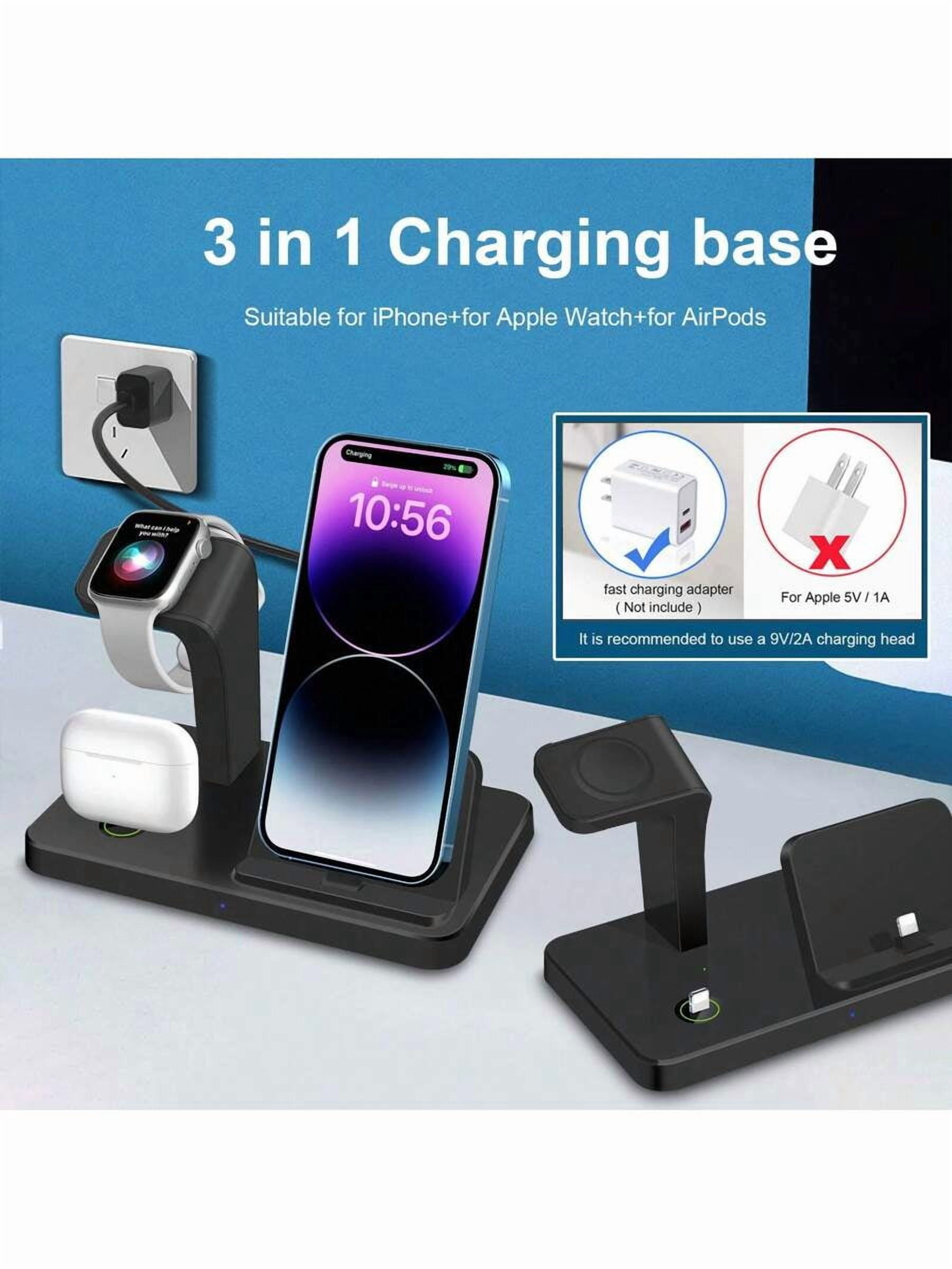 3 in 1 Wireless Charger Stand for iPhone 14-6, Apple Watch Ultra/SE/10-2, AirPods 4/3