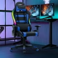 thumbnail image 3 of Gymax Gaming Chair Adjustable Swivel Computer Chair w/ LED Lights & Remote Blue, 3 of 10