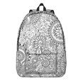 thumbnail image 1 of Paisley Pattern Canvas School Backpack, Artistic Floral Vintage Boho Daypack with Mandala Inspired Design, 1 of 5