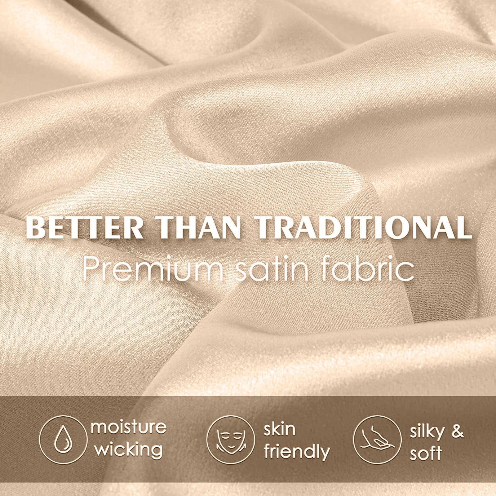 JilgTeok 4 Pcs Satin Silk Pillowcase Hair and Skin Friendly Standard Size 51x137cm with Hidden Zipper Soft Breathable Cool Pillow Covers for Sleeping
