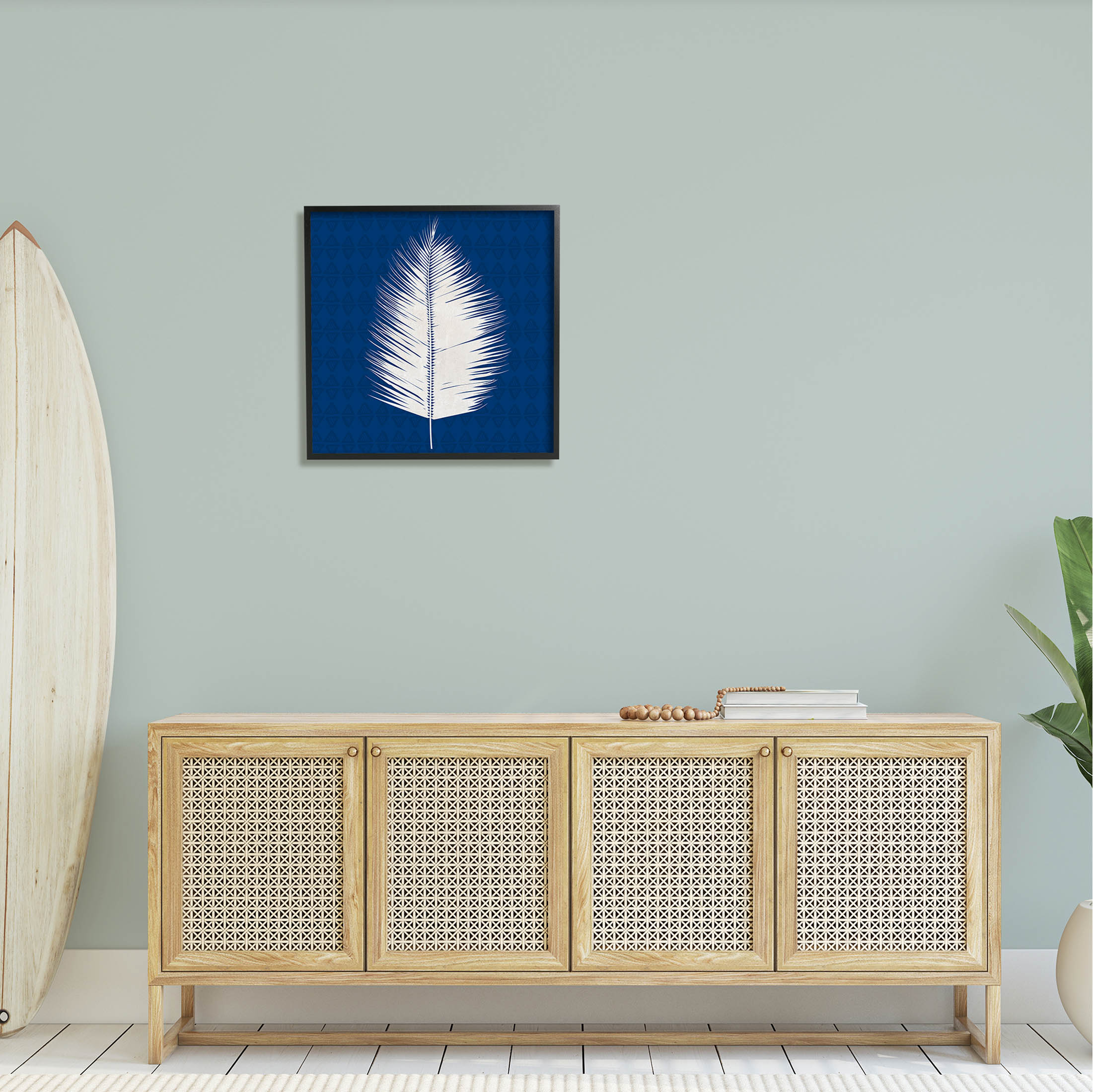 Stupell Industries Tropical Palm Leaf Silhouette Graphic Art Black Framed Art Print Wall Art, Design by Susan Jill