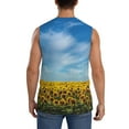 thumbnail image 4 of Lsque Blooming Sunflower Field Print Men's Cotton Blend Sleeveless Muscle Shirts (S-3XL)- Moisture Wicking, Odor Protection, UPF 30+,Large, 4 of 8