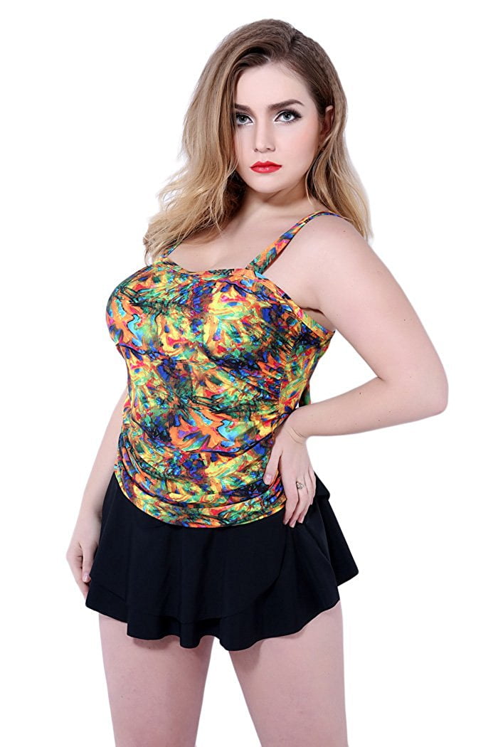 Eleoption (TM) Women's Plus Size Colorful High Waisted Diving Suit