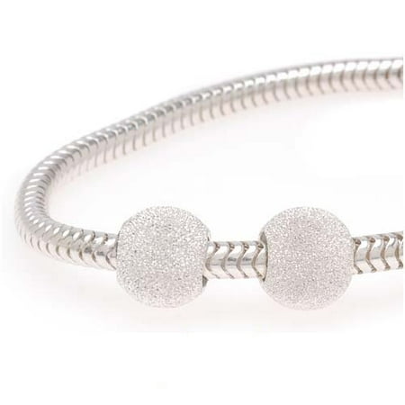 Large Hole Tube Bead - Sterling Silver 8mm Round Stardust Smart Bead Stoppers 3mm Hole - European Style Large Hole (2)