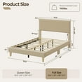 thumbnail image 3 of Bestier Corduroy Upholstered Full Bed Frame with Adjustable Headboard, Platform Bed Frame with LED Light, Solid Wood Slats, No Box Spring Needed, Beige, 3 of 11