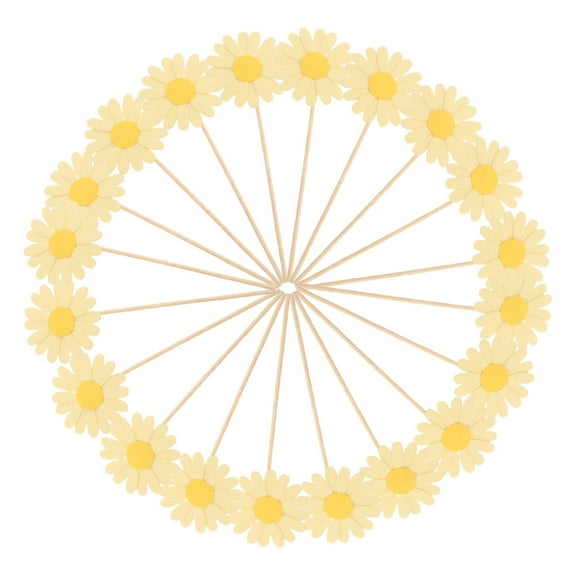Hemobllo 36PCS Floral Birthday Cake Decorations Yellow Paper Cake Decor for Baby Shower and Events