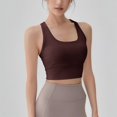 thumbnail image 4 of VISALY Womens Racerback Sport Bra Workout Tank Tops Sleeveless Seamless Athletic Yoga Tops with Built In Bra High Support Sports Bra Comfortable Running Athletic Gym Yoga Basic Tank Tops Coffee Xl, 4 of 9