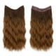 thumbnail image 1 of Nvzi Extensiones de cabello con alambre, gruesas, rizadas, onduladas, invisibles, con clip, sintéticas, para mujer, 16 pulgadas, castaño claro., 1 of 2