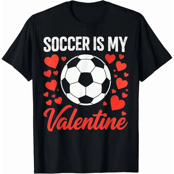 Retro Heart Soccer Valentines Day Soccer Boys Kids Men T-Shirt
