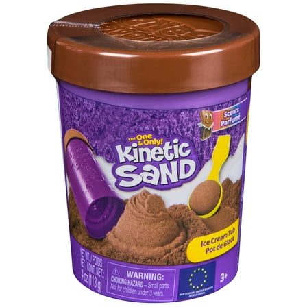 Kinetic Sand, Brown Ice Cream Tub with 4oz Chocolate Scented Play Sand & Scoop for Ages 3 