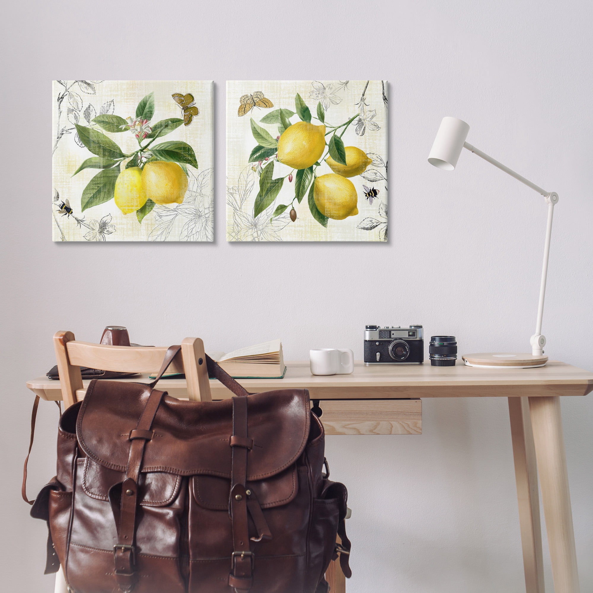 Stupell Industries Distressed Country Lemons Food & Beverage Painting Gallery Wrapped Canvas Art Print Wall Art, 17 x 17, Set of 2