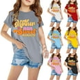 thumbnail image 4 of AJTQTH Cute Kids Boys Girls Summer T-Shirts Funny Letters Print Short Sleeve Mother's Day Gift Tees Loose Fit Casual Round Neck Holiday Outfit Clothes Blue 13 Years, 4 of 4