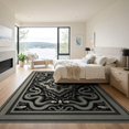 thumbnail image 3 of ODIKA 9'x12' Washable Area Rug Non-Shedding, Easy Care Vintage Interlocking Scale Border Retro Aesthetic Snake Serpent Refined for Master Suite, California King, Under Bed, 3 of 7