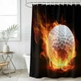 thumbnail image 4 of Golf Ball Bathroom Shower Curtains with 12 Hooks Polyester Waterproof Shower Curtain for Stalls and Bathtubs Sport Modern Glowing Burning Classic Art Decorative Bathroom Privacy Curtain 72x72 Inches, 4 of 9