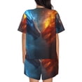 thumbnail image 6 of Daiia Red And Blue Fire Dragon E Pattern Womens Pajama Sets Short Sleeve Pajamas for Women Sets Soft Lounge Sets Casual Round Neck Sleepwear PJS-X-Large, 6 of 7