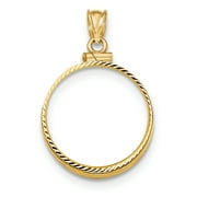 JEWELRY STORES NETWORK 14k Yellow Gold Screw Top 1/4 oz American Eagle Coin Bezel 22 mm x 1.8 mm