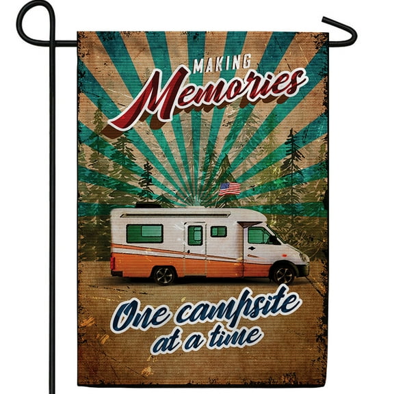 America Forever Making Camping Memories Garden Flag, 12.5 x 18 inch Double Sided, RV American Patriotic Travel Making Memories One Campsite At A Time, Adventure Road Trip Outdoor Yard Banner