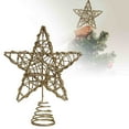 thumbnail image 2 of Gold Glitter Christmas Tree Topper - 6 Inch Glittered Wire Star Tree Topper, Metal Xmas Treetop Decor for Home Holiday Party Winter Decorations, 2 of 5